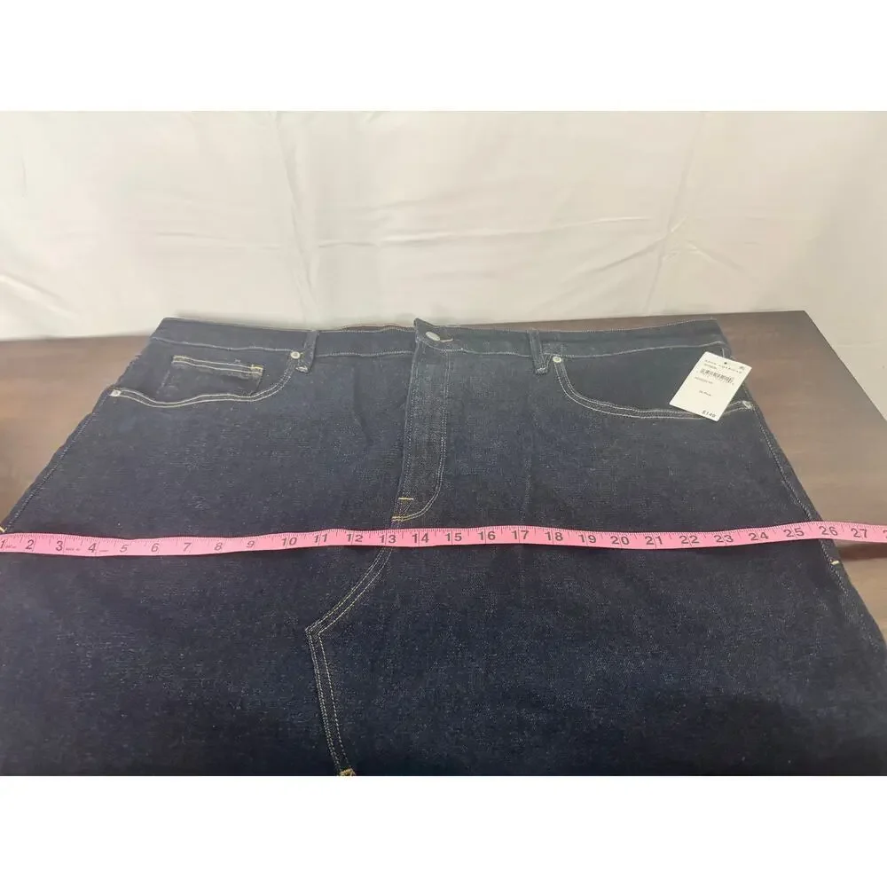 Good American Stretch Denim Indigo Midi Skirt Size 24 (Plus), NWT
